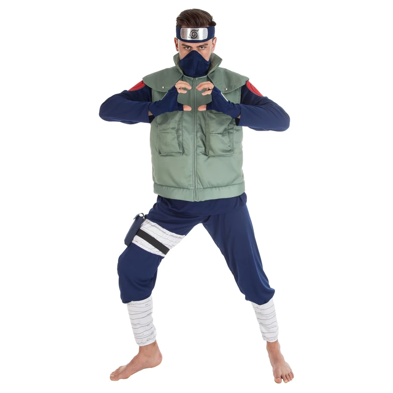 Chaks - Kakashi Hatake Costume Adult, 8-Piece Naruto Outfit with Accessories, Anime Fancy Dress for Carnival & Comic Con