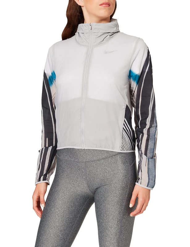 Nike Women W NK IMP LT JKT HD EVA Jacket - Atmosphere Grey/Reflective Silver, Medium