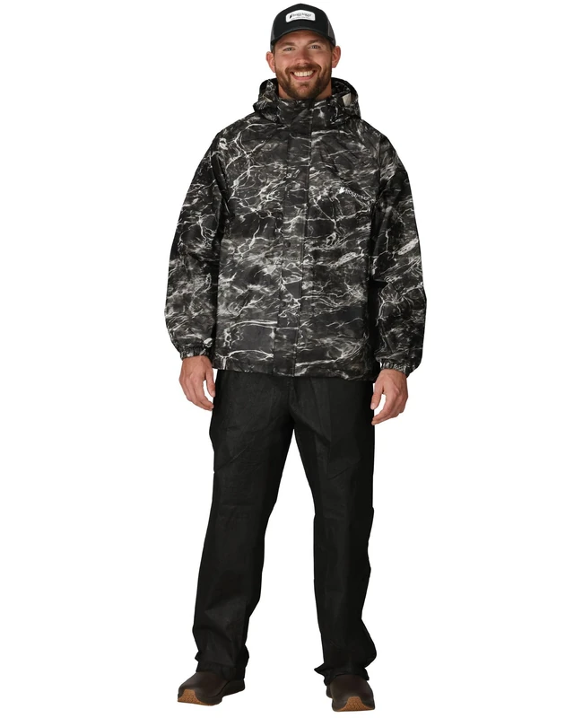FROGG TOGGS Men's Standard Classic All-Sport Waterproof Breathable Rain Suit, Mo Elements/Blacktip/Black, Small