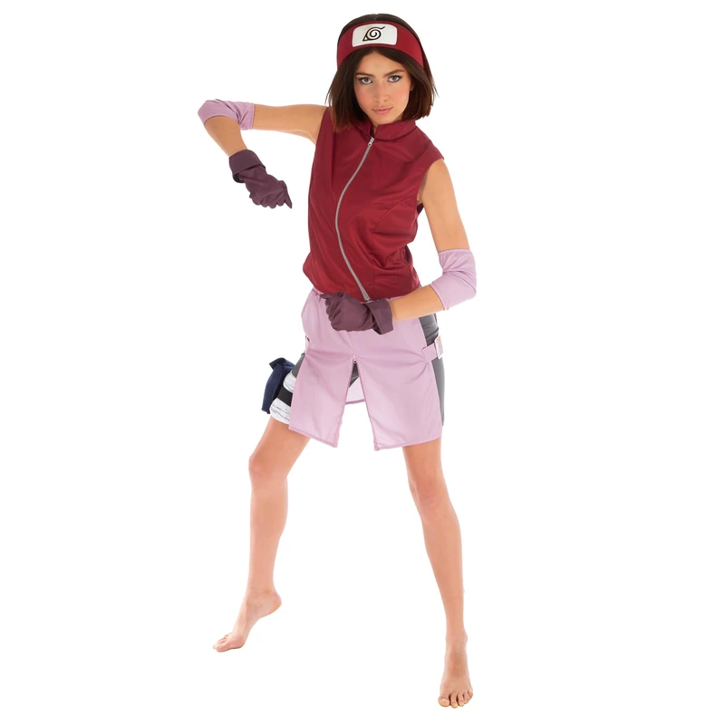 Chaks - Sakura Haruno Costume for Women, Official Naruto Outfit with Accessories, 8 Piece Anime for Carnival and Comic Con