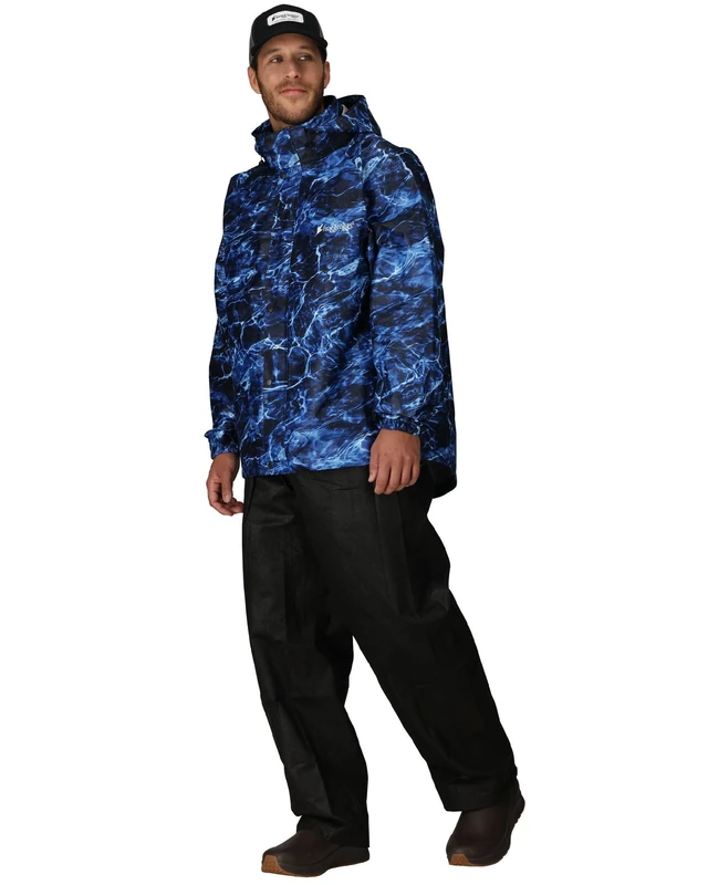 FROGG TOGGS Men's Standard Classic All-Sport Waterproof Breathable Rain Suit, Mo Blue Marlin/Black, Small