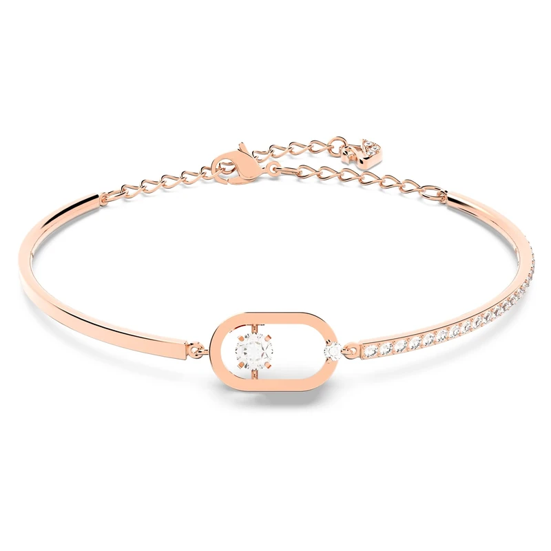 Swarovski Sparkling Dance Oval bracelet, Round cut, White, Rose gold-tone plated