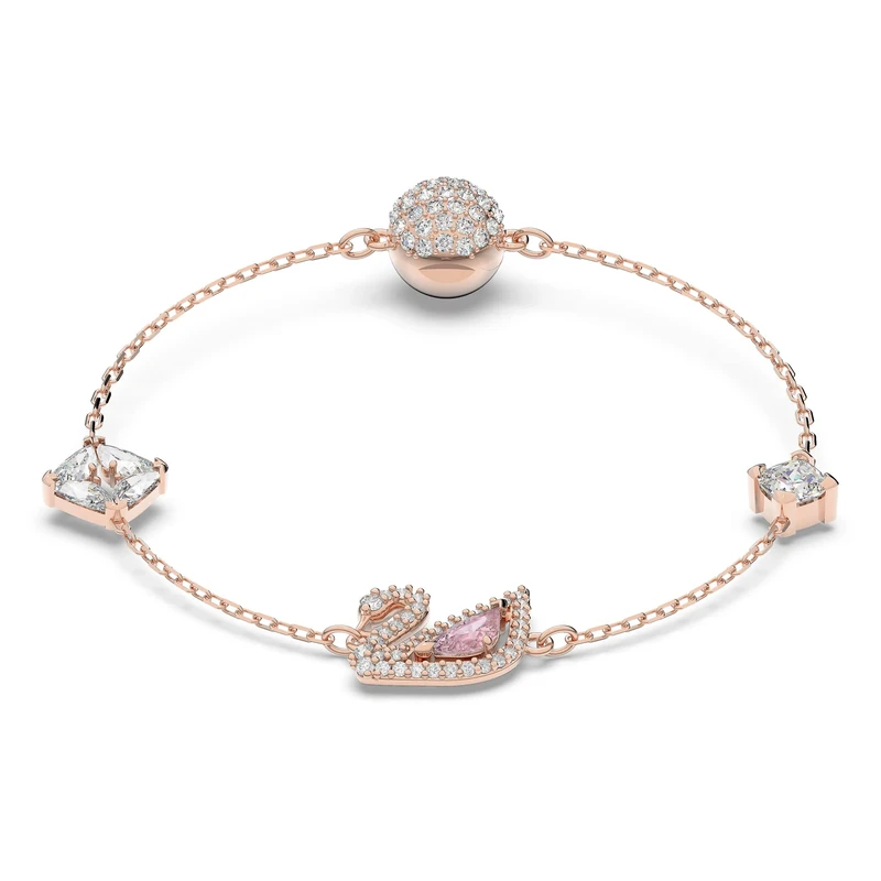 Swarovski Dazzling Swan bracelet, Magnetic, Swan, Pink, Rose gold-tone plated, L