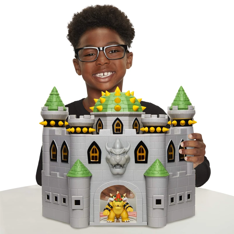 Nintendo Super Mario Deluxe Bowser's Castle Playset with 2.5" Exclusive Articulated Bowser Action Figure, Interactive Play Set with Authentic in-Game Sounds