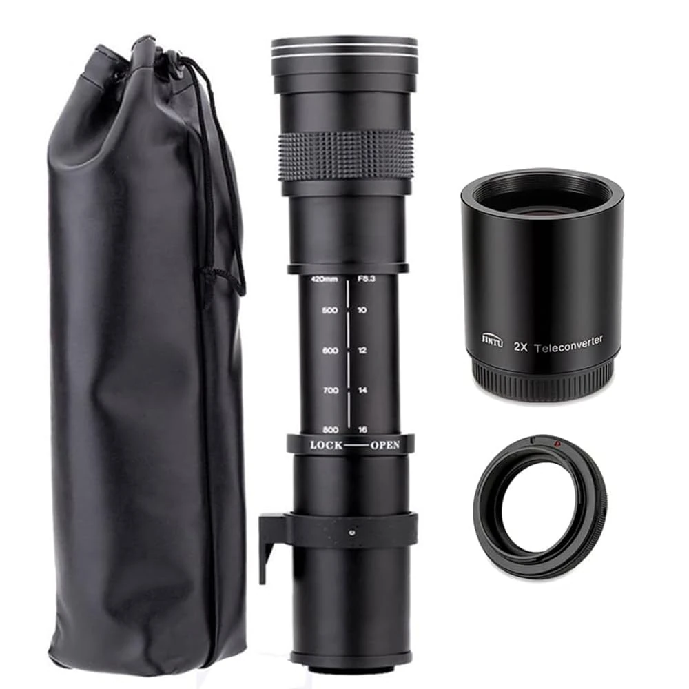 JINTU 420-1600mm f8.3 Telephoto Zoom Lens Manual Focus Camera Lenses for Nikon D7000, D7100, D7200, D7500, D850 D5600 D3400 D500 D5500 D750 D810 D3100 D610 D5200 D600 D3200
