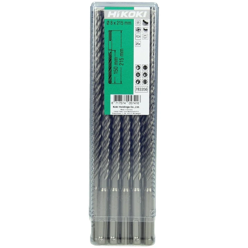 Hitachi 783362 Multi-Pack 25 SDS-Plus Drill Bits 4 Cuts Professional 10 x 160 mm Length Utility 100
