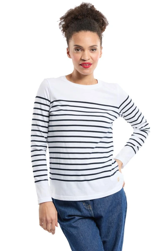 Armor Lux Women's Marinière Port-Louis Héritage Femme Jumper Not Applicable, Multicolour (Bi9 Blanc/Rich Navy Bi9), 18 (Manufacturer Size: 5)