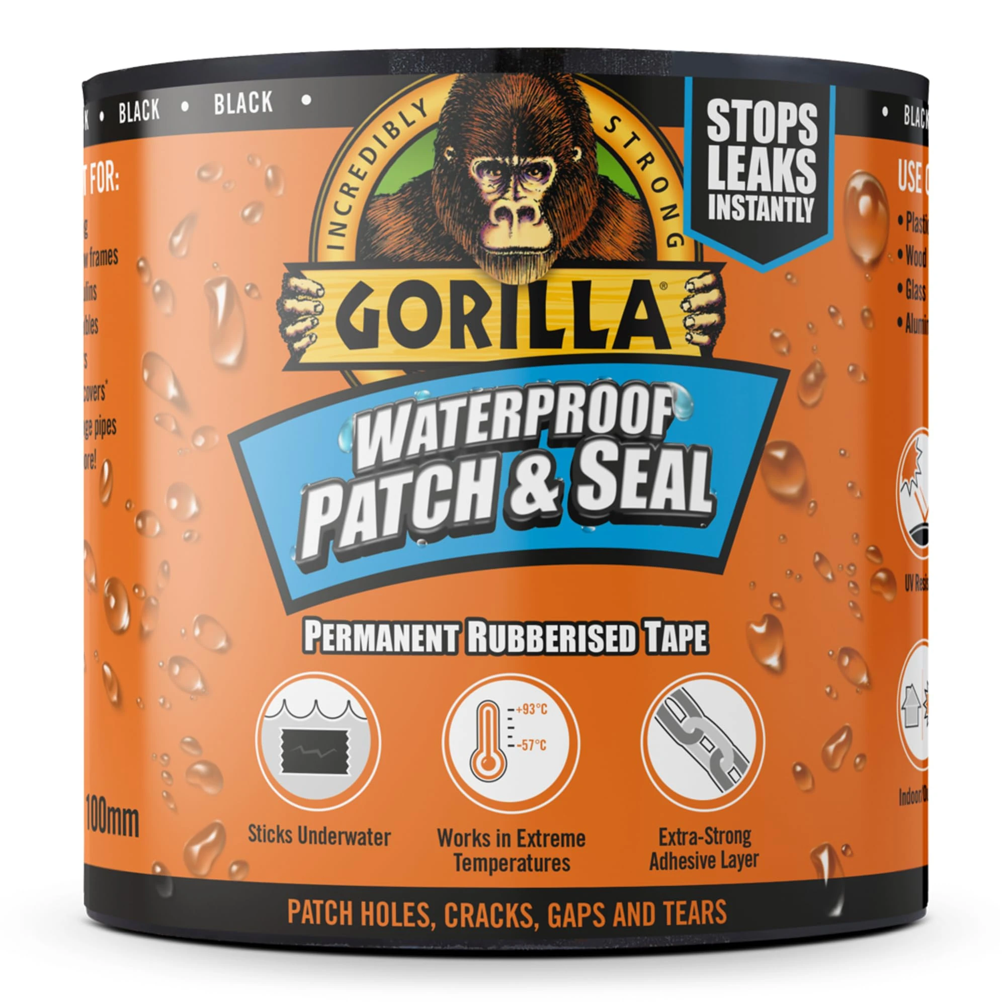 Gorilla Waterproof Patch & Seal Tape Black 3m