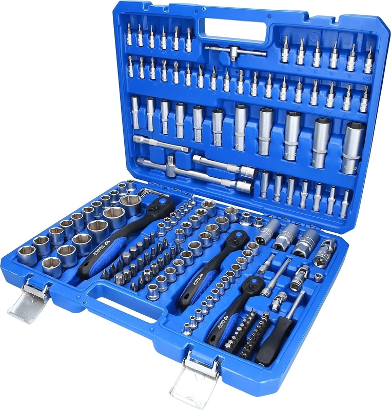 BRILLIANT TOOLS Set of Sockets and Ratchets 172 Pieces 1/4 Inch 3/8 Inch 1/2 Inch