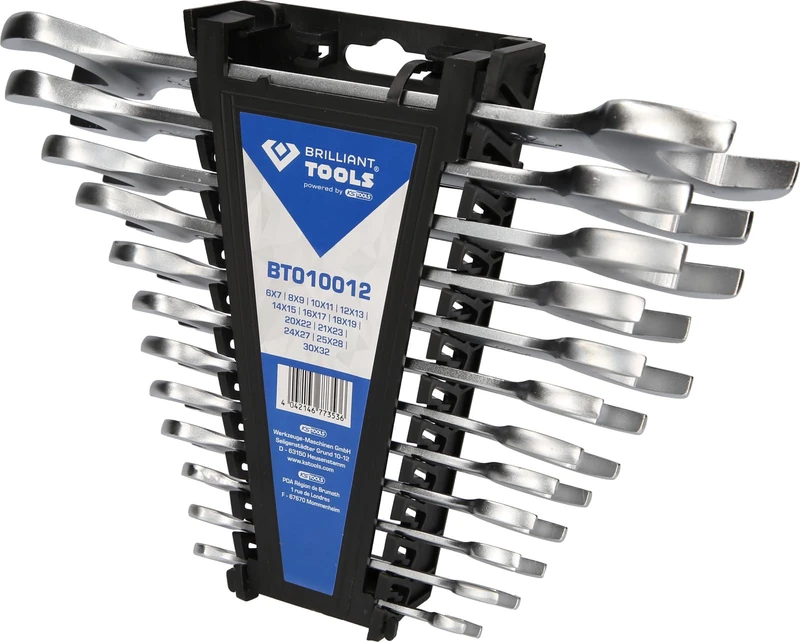 BRILLIANT TOOLS BT010012 Double Open-Ended Spanner Set 12 Pieces [Powered by KS Tools]