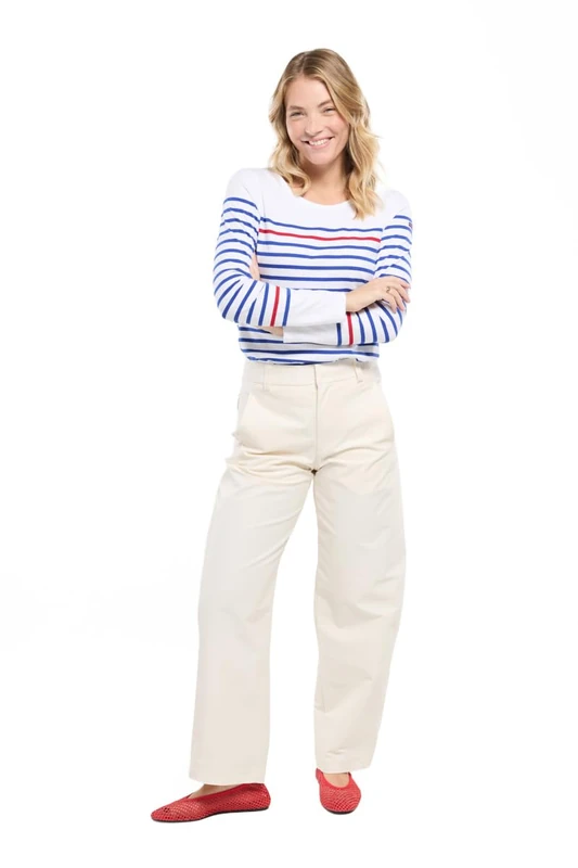 Armor Lux Women's Marinière rempart Femme Long Sleeve Top Not Applicable, White (Pm8 Blanc/Etoile/Braise Pm8), 14 (Manufacturer Size: 3)