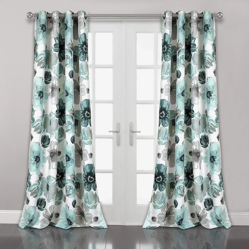 Lush Decor Leah Room Darkening Window Curtain Panels Blue 52X108 Set