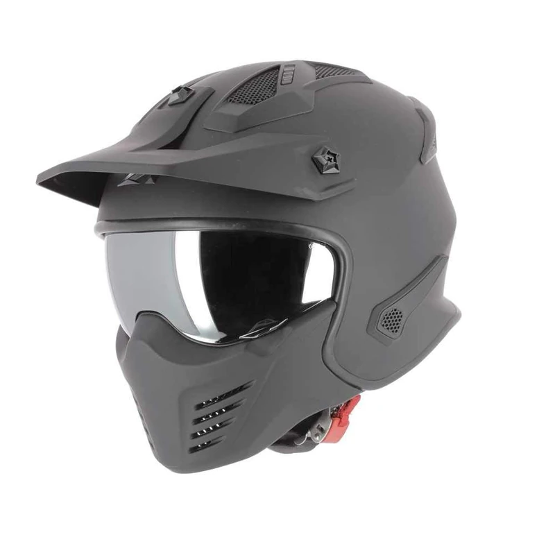 Astone Helmets Elektron Jet Helmet 4 in 1 Motorcycle Helmet Jet Approved Helmet Polycarbonate Shell Matt Black XL