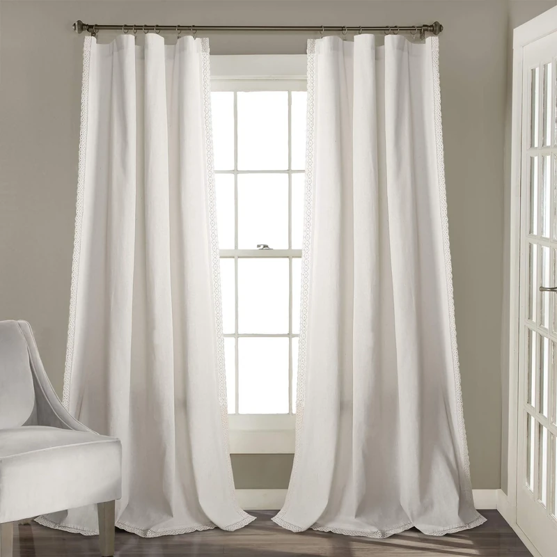 Lush Decor Rosalie Window Curtain Panel Pair, 84" x 54", White, 84" L