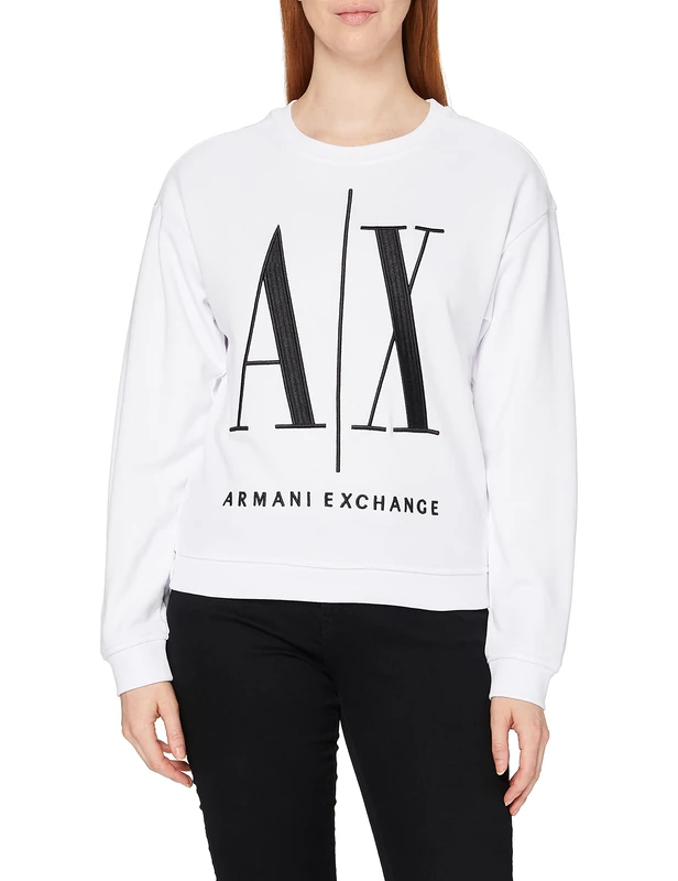Armani Exchange Women's Icon Project Sweatshirt, White (Optic 1000), X-Large