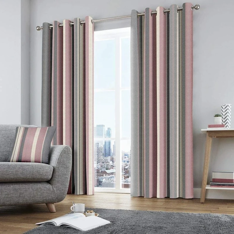 Fusion Two Curtain Panels, Cotton,Polyester, Blush, W229cm (90) x D229cm (90)