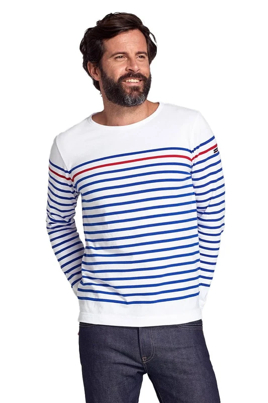 Armor Lux Men's Marinière rempart Homme Long Sleeve Top Not Applicable, White (Pm8 Blanc/Etoile/Braise Pm8), Medium