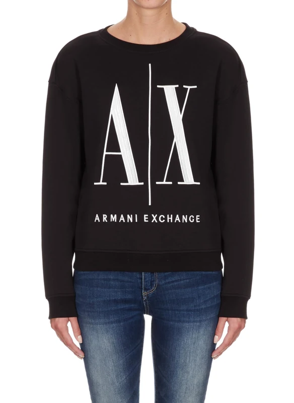 Armani Exchange Women's Icon Project Sweatshirt, Black (Black 1200), Medium