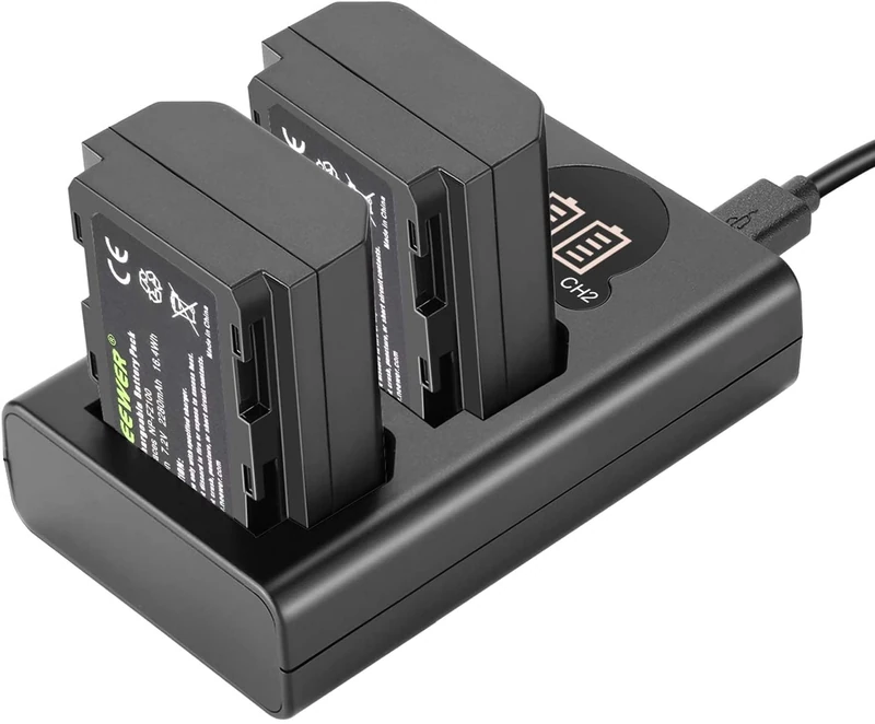 NEEWER NP-FZ100 2280mAh Replacement Battery and Charger with LCD Screen, 2 Packs, Compatible with Sony ZV-E1, FX3, FX30, A1, A9 II, A7R III, A7R IV, A7R V, A7S III, A7 III, A7 IV, A6600, A7C Cameras