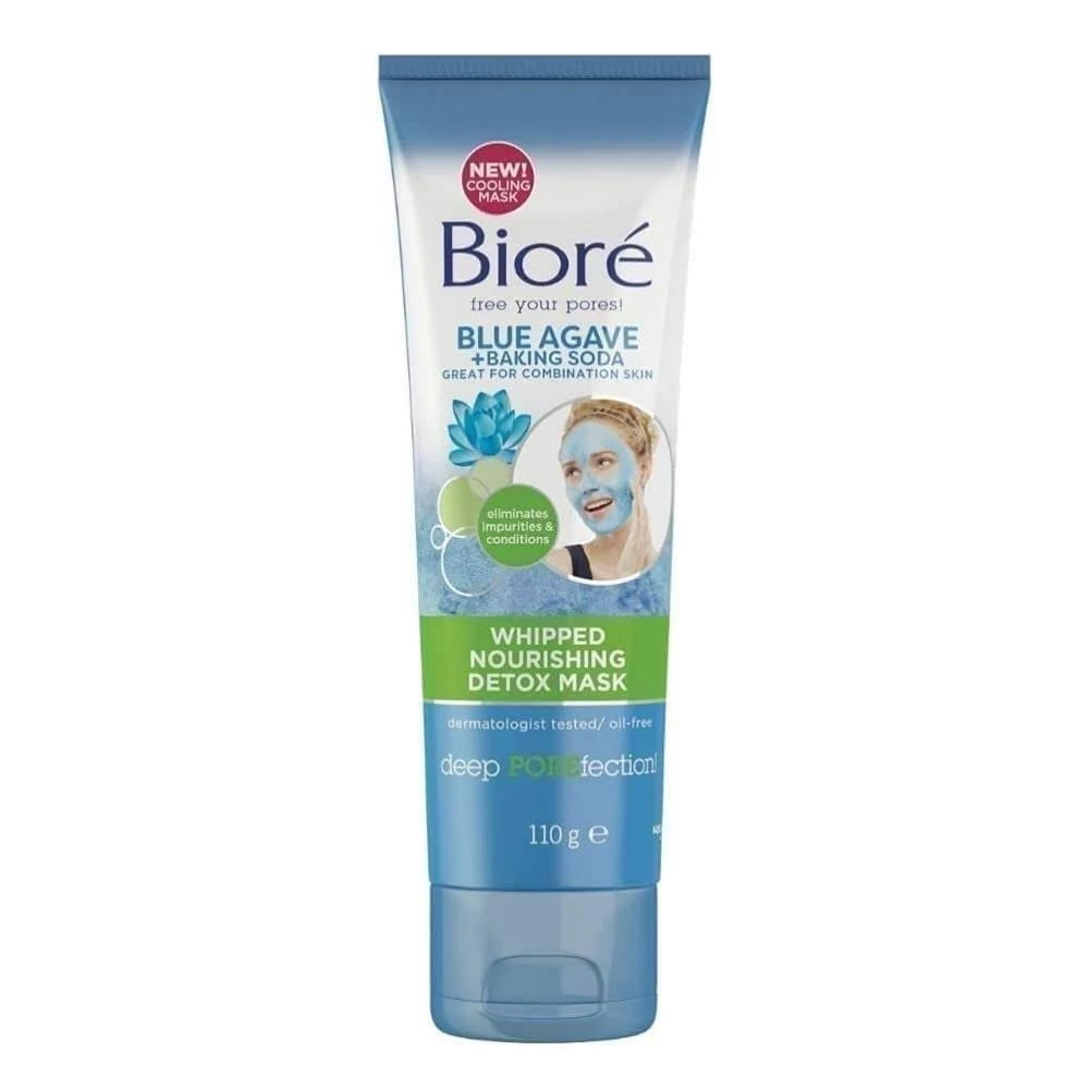 Biore Blue Agave & Baking Soda Whipped Nourishing Detox Face Mask for Combination Skin, 110 g