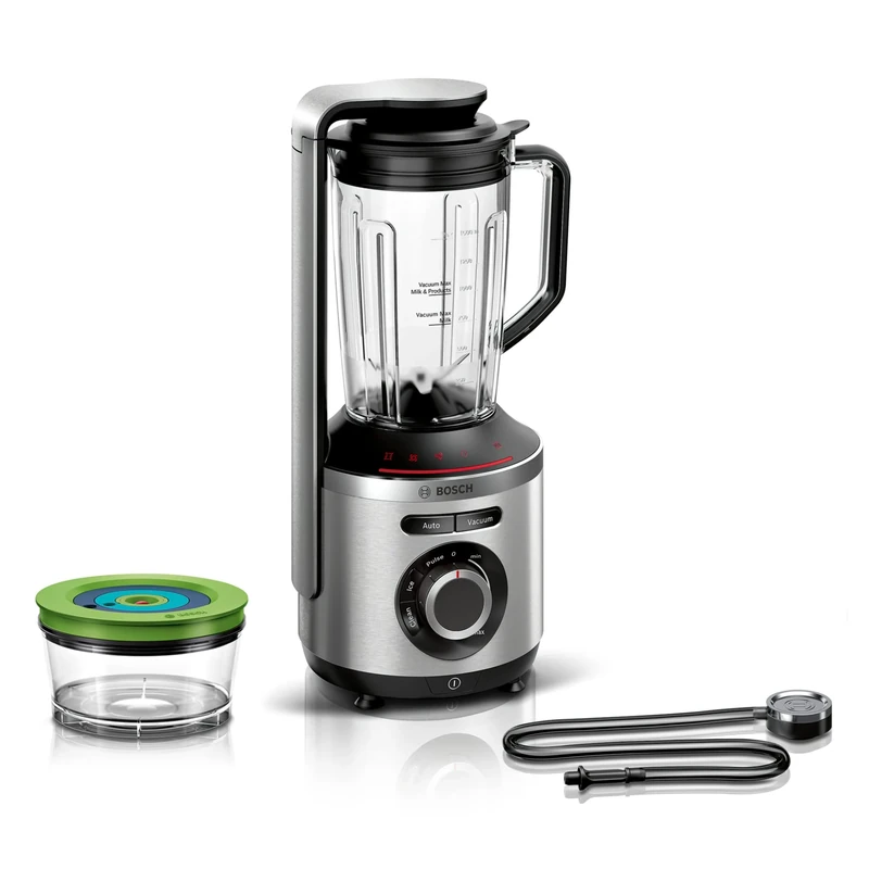Bosch MMBV622M VitaPower Series 8 Vacuum Blender – High Vitamin Preservation – To Go Water Bottle with Vacuum Valve – 1.5 L Capacity – 1000 Watt Power – Colour: Silver/Black - Image 1