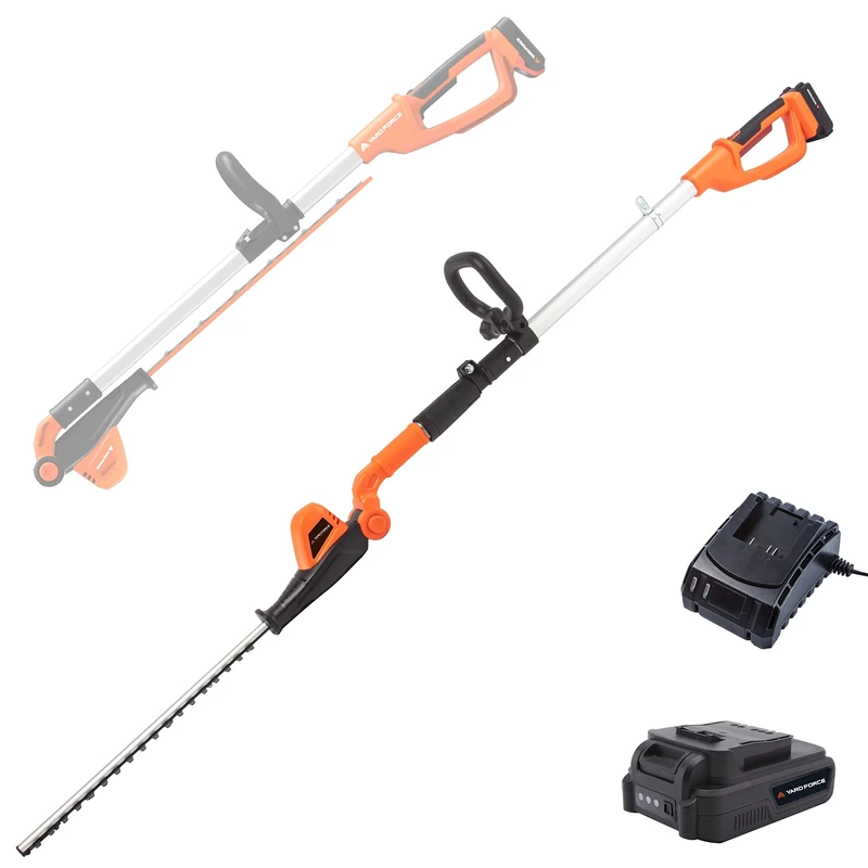 Yard Force 20V Cordless Pole Hedge Trimmer – 41cm Dual-Action Blade, 10-Position Pivot Head, Extendable 2.5m Reach, Lightweight Battery Garden Tool for Tall Hedges