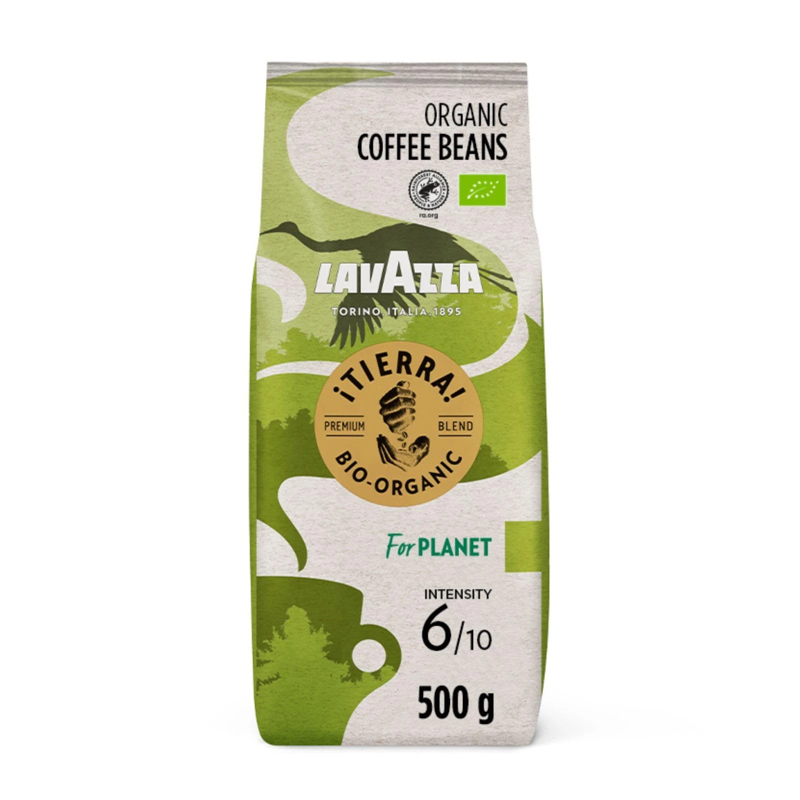 Lavazza, Tierra For Planet, Coffee Beans, Ideal for Espresso Machines, with Fruity and Flowery Aromatic Notes, Mild and Fruity Taste, 100% Organic Arabica, Intensity 6/10, Light Roast, Pack of 500g