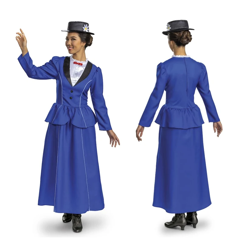 Disguise Disney Mary Poppins Fancy Dress for Women, Officially Licensed, Includes Iconic Blue Dress with Mary Poppins Hat, Ideal for Halloween, in UK Size 8-10, 12-14 & 16-18