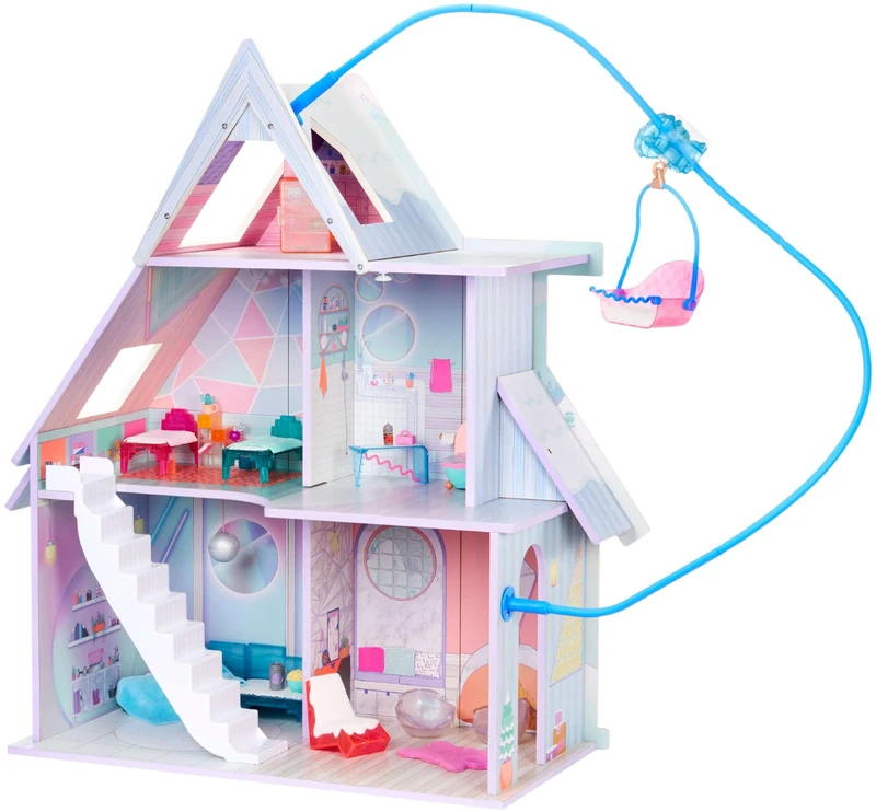 LOL Surprise OMG Winter Cottage Playset - 45+ Surprises - Play House with Ski Lift, Bedroom, Bathroom, Living Room, Kitchen, Transforming Furniture and More - Great for Kids Ages 4+