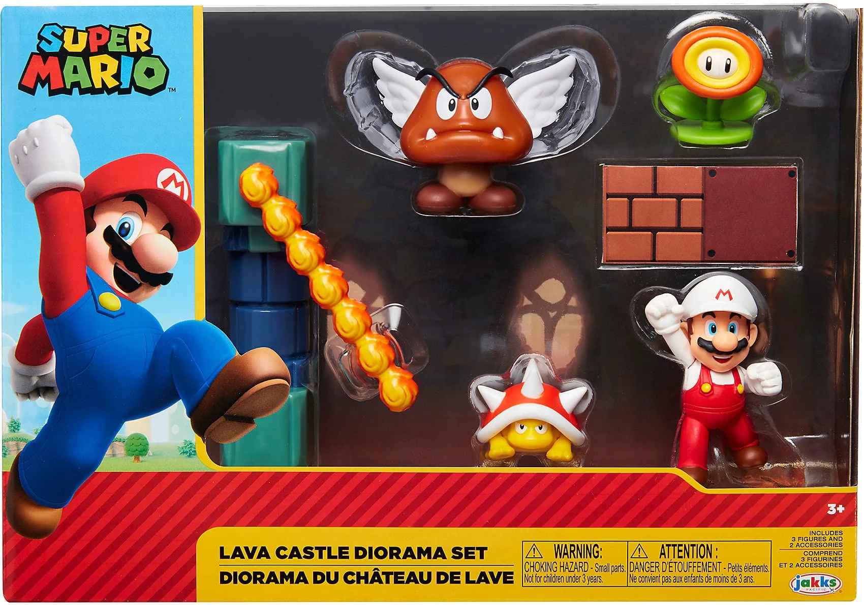 Nintendo Mario vs. Bowser Lava Battle Playset With Included Posable Articulated Bowser, Mario and Bom-Omb Figures