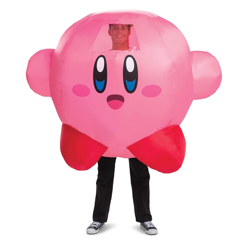 DISGUISE Welltobuy Kirby Inflatable Fancy Dress Costume for Adults Standard Pink