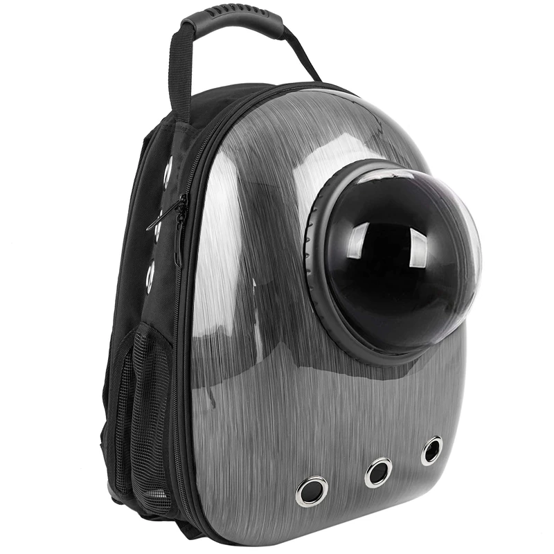 PrimeMatik Backpack for Transport of Pets Cat and Dog Rigid Plastic Grey (CB02) - Image 1