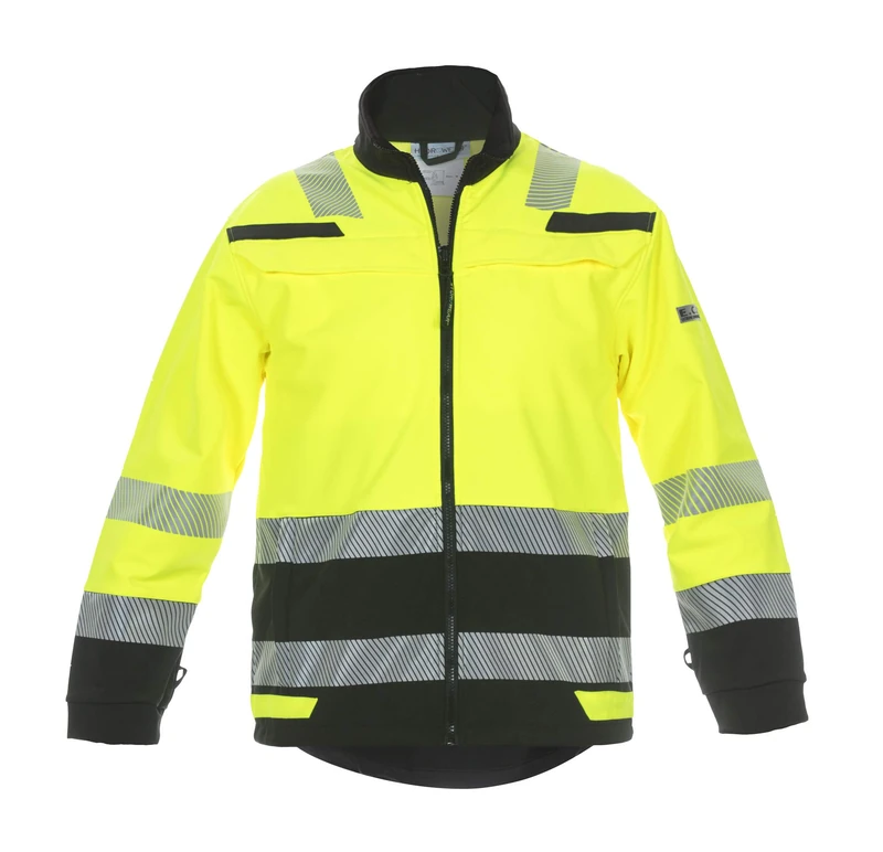 Hydrowear 04025985YB Telford Softshell Trendy High Visible Line Jacket, 100% Polyester, 2XL Size, Hi-Vis Yellow/Black