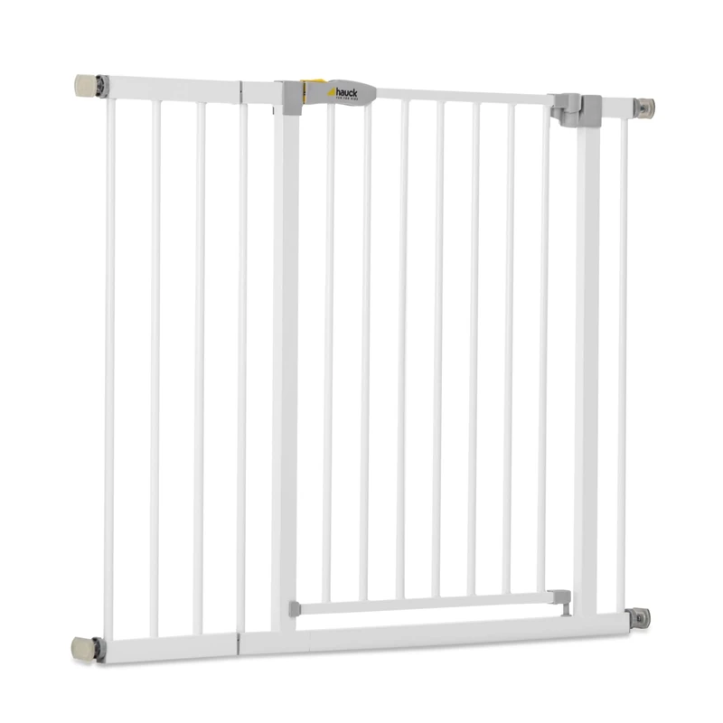 hauck Open N Stop KD with 21cm Extension, White - Pressure Fit Baby Gate 96-101 cm for Doors & Stairs, Closes Manually, Opens to Both Sides with One Hand, Metal