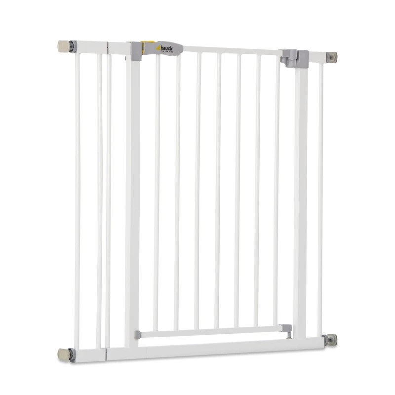 hauck Safety Gate for Doors and Stairs Open N Stop KD incl. 9 cm Extension / Pressure Fit / 84 - 89 cm Large / Metal / White