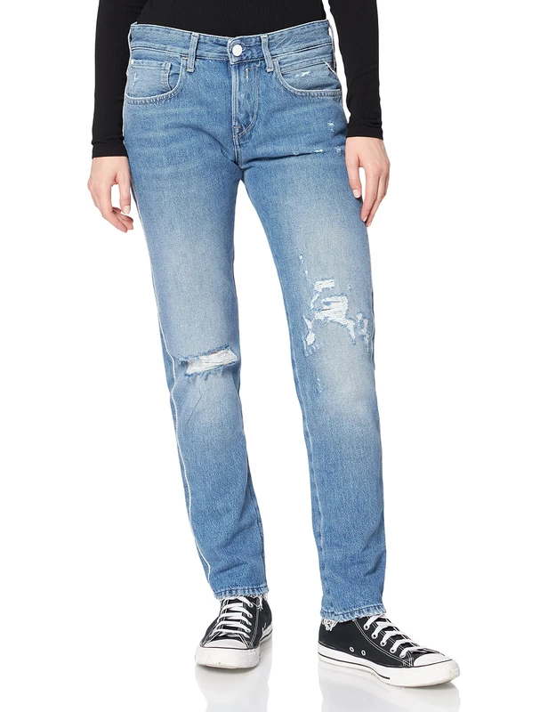 REPLAY Women's Heter Boyfriend Jeans, Blue (Light Blue 10), 24W / 34L