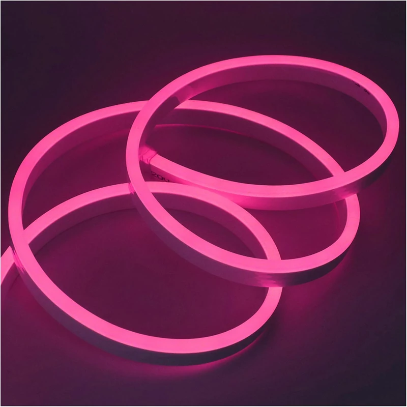GQL 15m Pink Flexible NEON Light, 220V SMD 2835 120 LED Strip Light Kit (IP65 Waterproof) with UK Plug Power Supply for Home Garden Bar Decoration