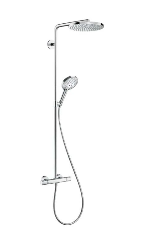 hansgrohe Raindance Select S - shower system with thermostat, hand shower (3 sprays), hose 1.60 m and overhead rainfall (240 mm) round, chrome, 27633000