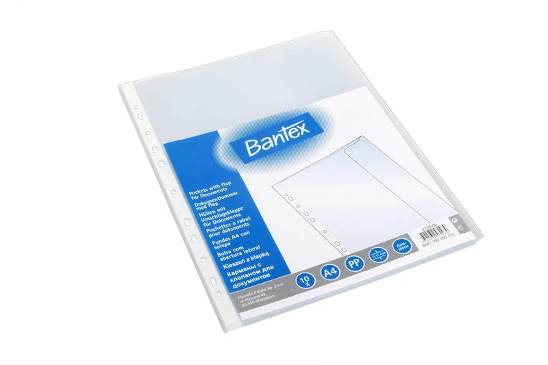 BANTEX 100550132 A4 Flap Grained Polypropylene Film 120 Micron 30 Packs of 10 Document Sleeves Each