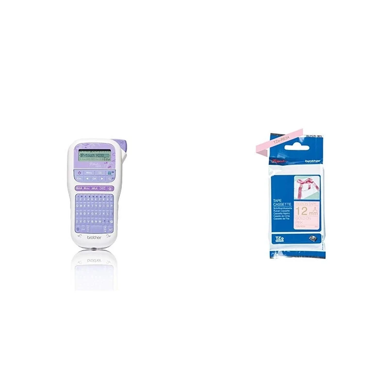 Brother Label Printer with Gold on Pink Ribbon Tape