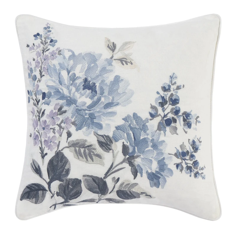 Laura Ashley Throw Pillow Home Decor with Envelope Closure, 16" x 16", Cottage Blue - Image 1