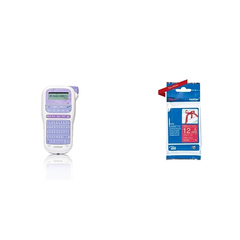 Brother Label Printer with Gold on Wine Red Ribbon Tape