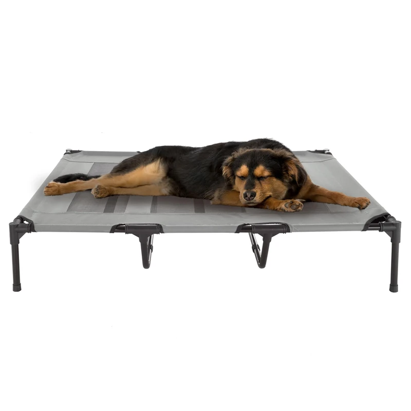 Petmaker Elevated Pet Bed-Portable Raised Cot-Style Bed W/Non-Slip Feet, 48”x 35.5”x 9” for Dogs, Cats, and Small Pets-Indoor/Outdoor Use (Gray)