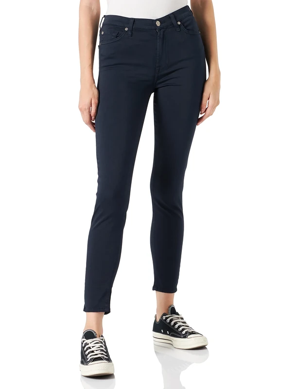 7 For All Mankind Women's Hw Skinny Crop Jeans, Blue (Dark Blue LM), W24/L27 (Size: 24)