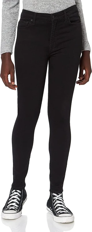 7 For All Mankind Women's Hw Skinny Crop Jeans, Black (Black LQ), W24/L27 (Size: 24)