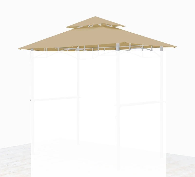 GRASEKAMP Qualität seit 1972 48725 GRASEKAMP Quality Since 1972 BBQ Grill 1.5 x 2.4 m Sand Shelter Double Roof Gazebo, Beige