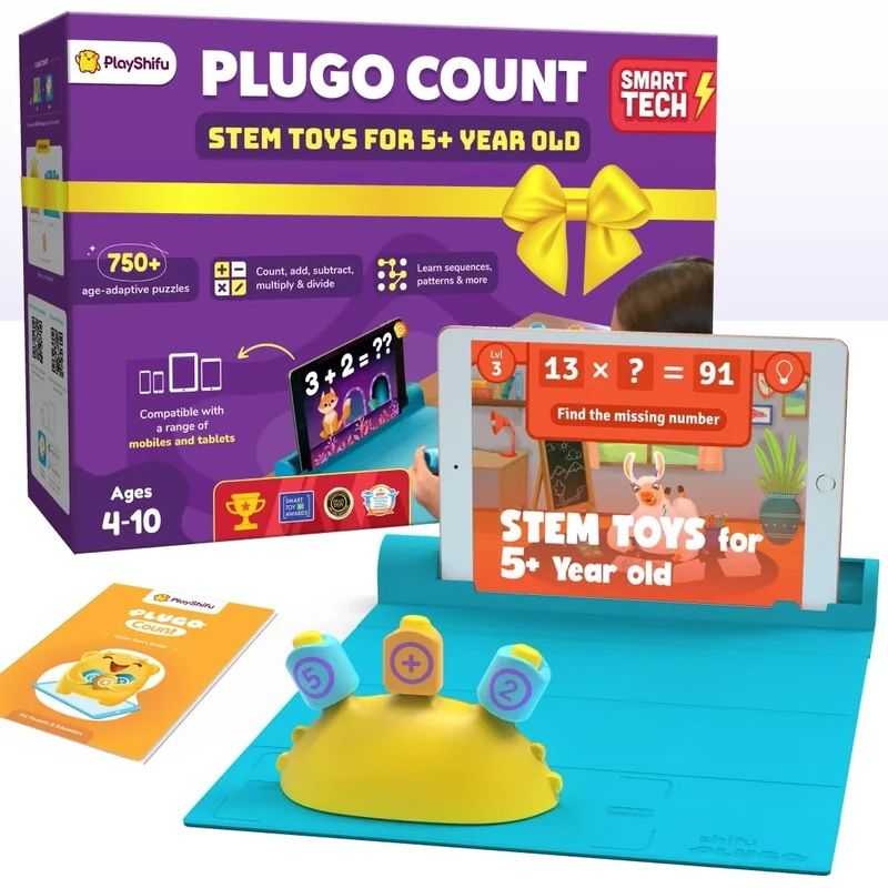 PlayShifu STEM Toy Math Game - Plugo Count (Kit + App with 5 Interactive Math Games) Educational Toy for 4 5 6 7 8 year old Birthday Gifts | Story-based Learning for Kids (Works with tabs/mobiles)