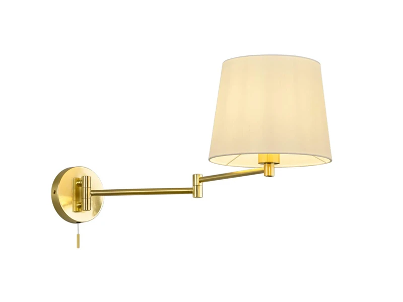 Trio Leuchten Lyon Wall Light Metal Brass Matt White - Image 1