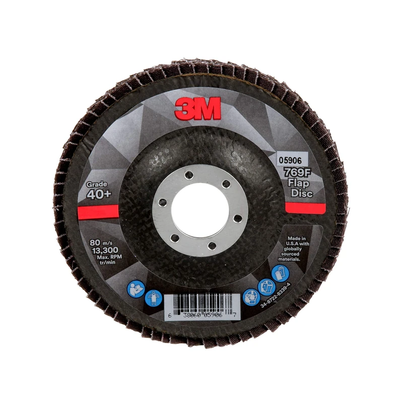 3M Flap Disc 769F, T29, High Performance Abrasive, Ceramic Precision-Shaped Grain, 40+, 4 1/2 in x 7/8 in Case of 10