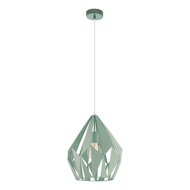 Eglo Pendant Lighting Carlton-P, Vintage and Retro Ceiling Light Fitting Made of Pastel Light Green Steel, Hanging lamp for Dining and Living Room, E27 Socket, Ø 12.2 inches